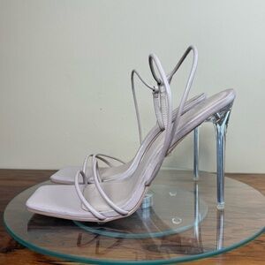 H HALSTON Women's Wizard Multi Strap Party Heels Sandal in nude